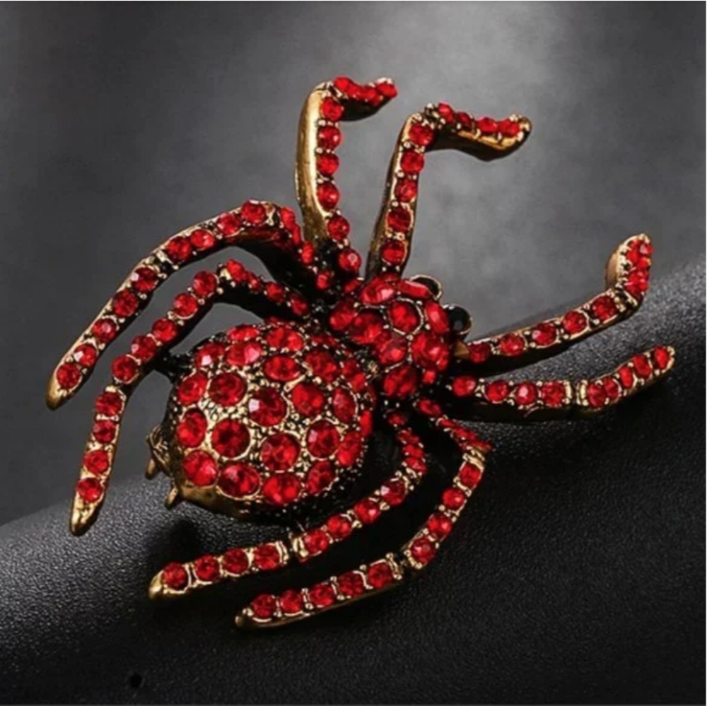 Spider Crystal Rhinestone Brooch - Picture 6 of 16